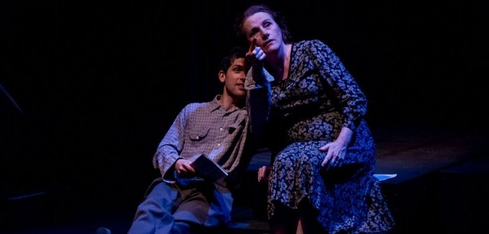 Scott Button as Tom and Marilyn Noory as Amanda in the Fire Escape Equity Co-op production of The Glass Menagerie. Photo by Mark Halliday.