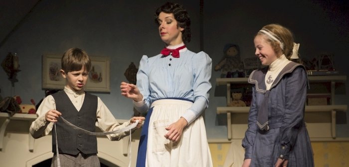 Graham Verchere, Sara-Jeanne Hosie, and Kassia Danielle Malmquist in the 2013 production of Mary Poppins. Photo by David Cooper