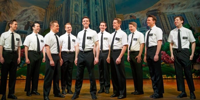Members of the cast of The Book of Mormon. Photo by Joan Marcus.