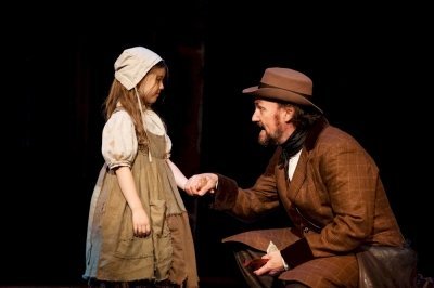 Jaime Olivia MacLean as Young Cosette and Kieran Martin Murphy as Jean Valjean. Photo by Ross den Otter.