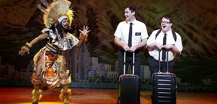 Elders Price and Cunningham travel to Uganda to spread the word of God in The Book of Mormon. Photo by Joan Marcus.
