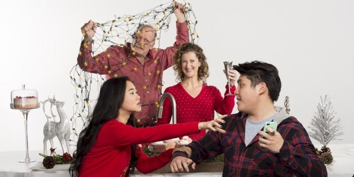 Jennifer Clement, Daren Dyhengco, Julie Leung, and Andrew Wheeler in The Day Before Christmas. Photo by David Cooper.