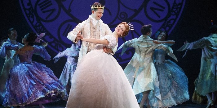 Hayden Stanes and Tatyana Lubov as Prince Topher and Cinderella. Photo by Carol Rosegg.