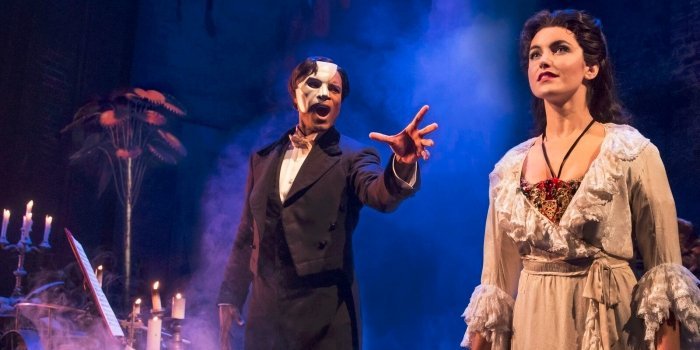 Derrick Davis and Eva Tavares in the touring production of The Phantom of the Opera. Photo by Matthew Murphy.