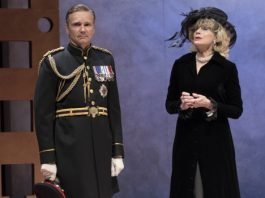 Ted Cole as Charles and Gwynyth Walsh as Camilla in the Arts Club Theatre Company production of King Charles III. Photo by David Cooper.