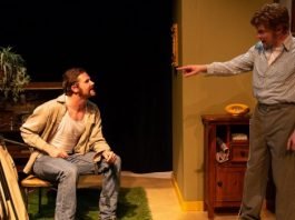 Patrick Dodd and Joel Butler in the Sonder House Productions presentation of Sam Shepard's True West. Photo by Bold Rezolution Studio.