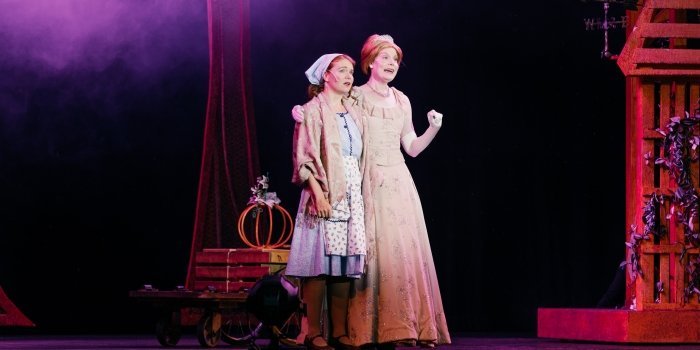 Mallory James as Cinderella and Laura Cowan as Marie in the Theatre Under The Stars production of Rodgers + Hammerstein’s Cinderella. Photo by Lindsay Elliott.