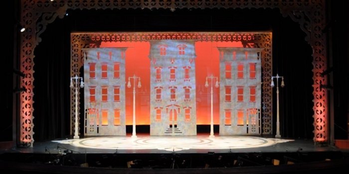 This backdrop from the musical Hello, Dolly! is one of the many backdrops in the Royal City Musical Theatre archive. Photo: Royal City Musical Theatre.