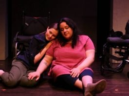 Danielle Klaudt and Emily Grace Brook in the Realwheels Theatre production of Act of Faith. Photo by Caspar Ryan.