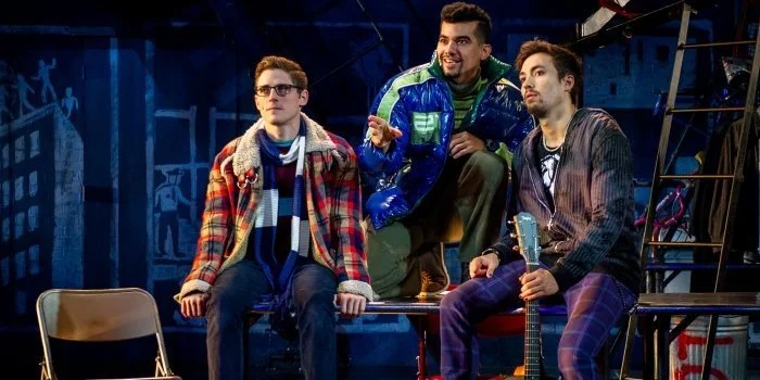 Cody Jenkins, Juan Luis Espinal, and Coleman Cummings in the Rent 20th Anniversary Tour. Photo by Amy Boyle.
