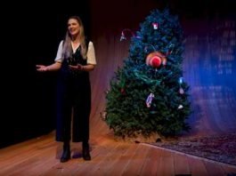 Genevieve Fleming as Mary in the Arts Club production of The Twelve Dates of Christmas. Fleming shares the role with Melissa Oei. Photo by Moonrider Productions.