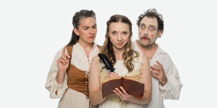 Carly Pokaradi, Pippa Mackie and Ryan Gladstone in Juliet: A Revenge Comedy. Photo by Pink Monkey Studios.