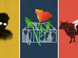 Concord Floral, TomorrowLove & Saint Joan of the Stockyards make up offerings for UBC Theatre and Film's 2023-2024 season. Illustrations by Jonathan Wood